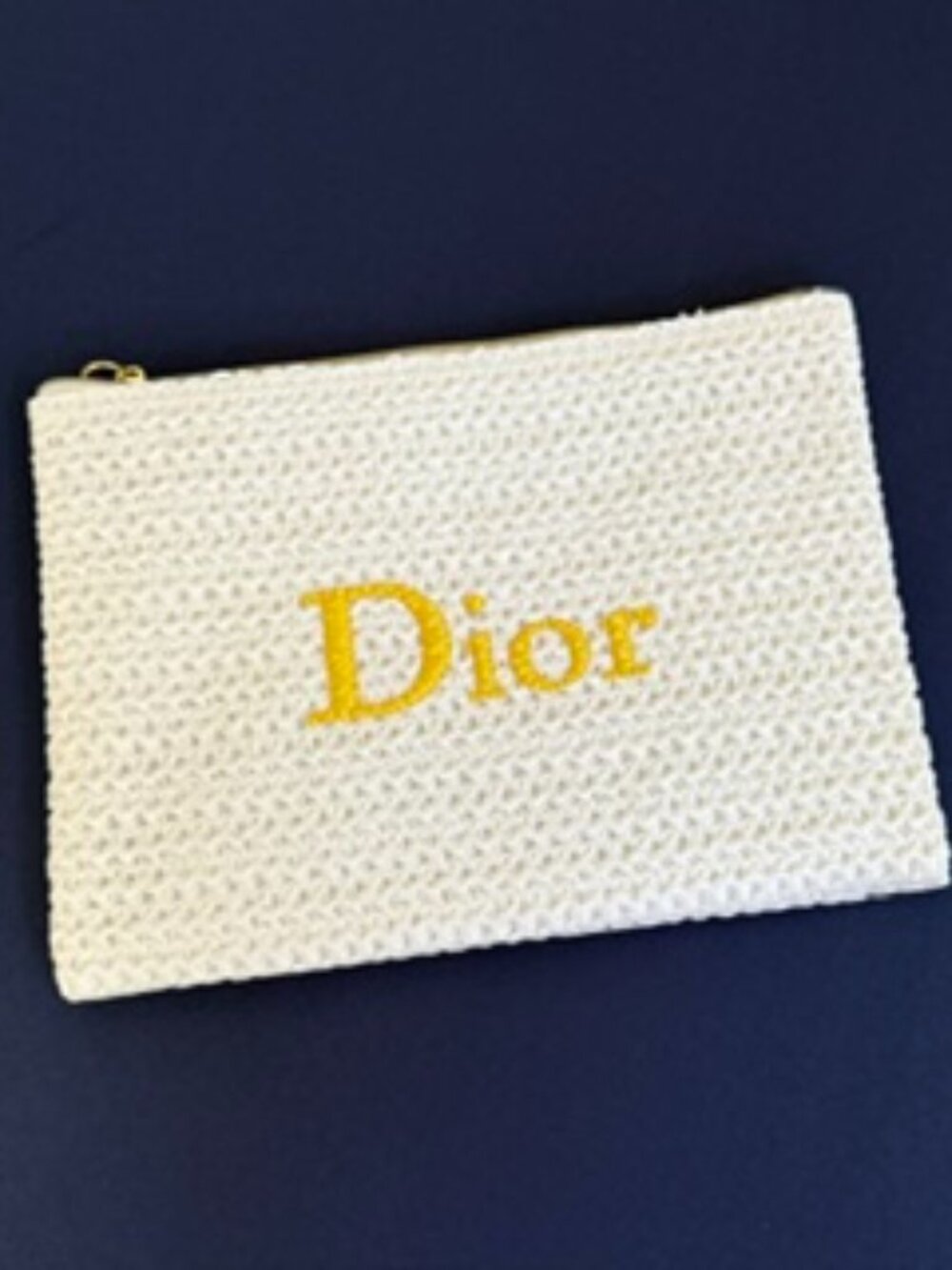 Dior White Crochet Flat Pouch Cosmetic Bag